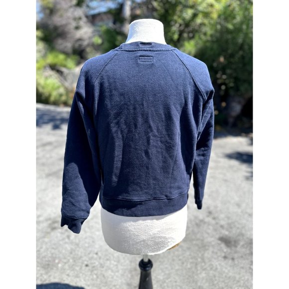 MOTHER Sweater Women's Small Blue Graphic La Bodega Long Sleeve Crew Neck Cotton - Picture 2 of 10